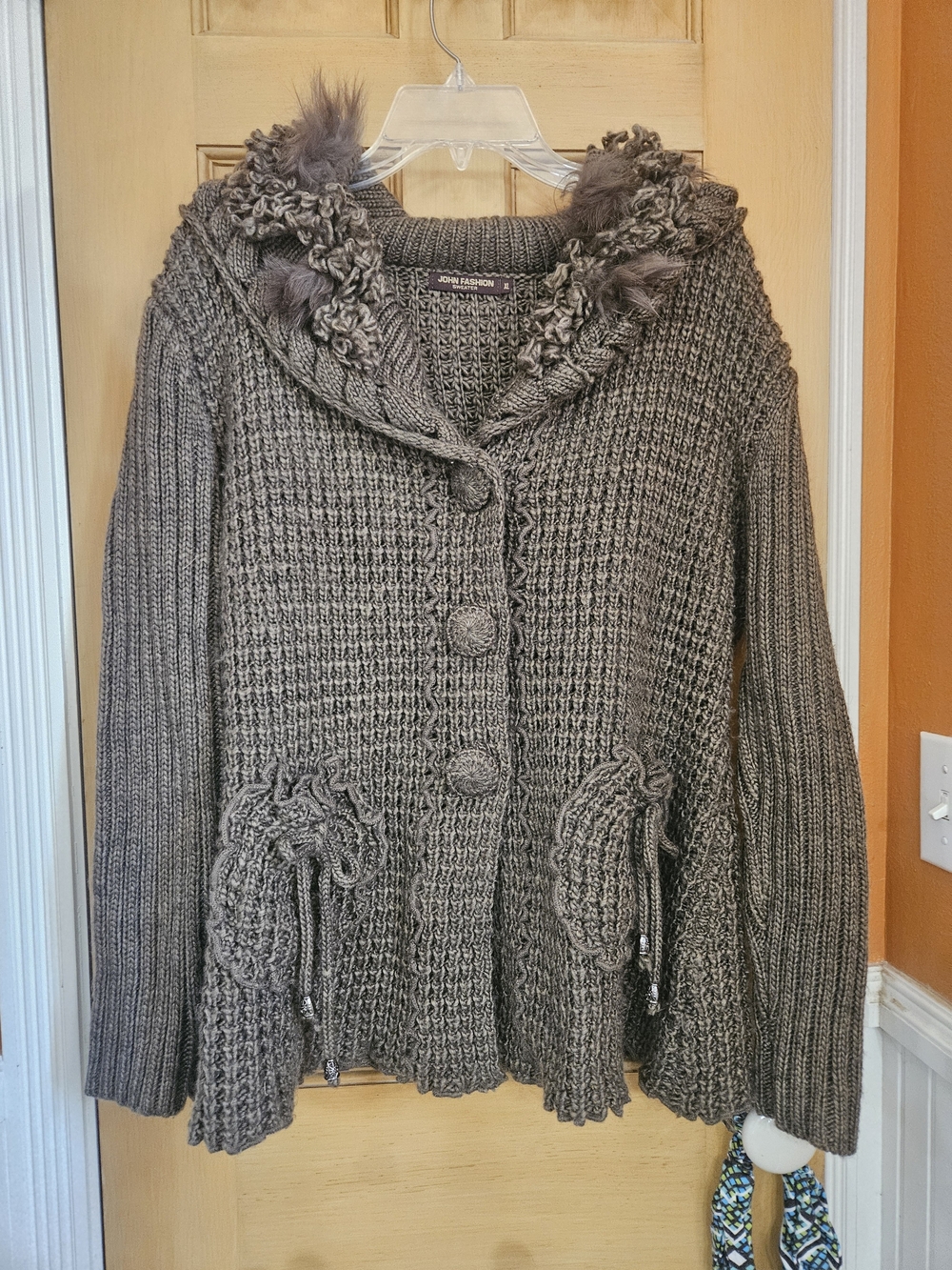 Brown Chunky Knit Women's Cardigan Sweater
